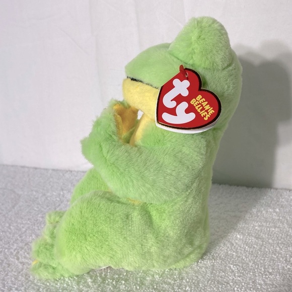 Ty Beanie Bellies Green and Yellow Snapper Plush Frog Toy Stuffed Animal - Picture 2 of 12